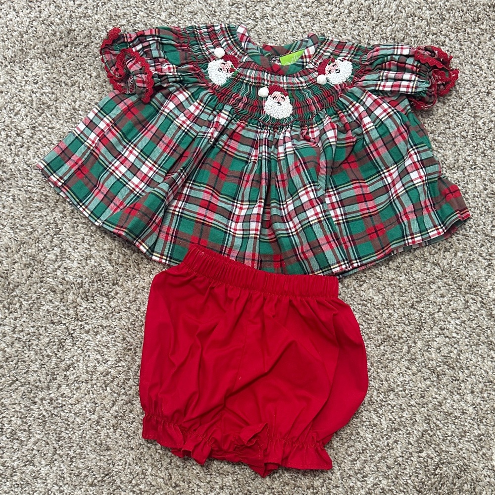 The Beaufort Bonnet Company Red and Green Plaid Kids Matching Set